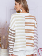 Pull rayé simple et polyvalent pour femme