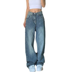 Jeans large à taille haute grande taille pour femme
