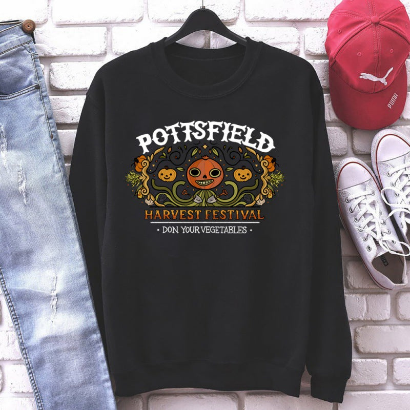 Sweat-shirts d'Halloween à imprimé citrouille pour femmes