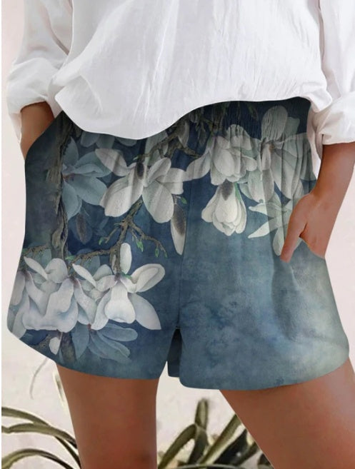 Shorts élastiques taille haute imprimés pour femmes