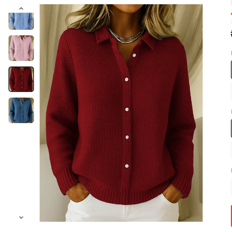 Pull décontracté pour femme, à boutons, col revers, manches longues, hauts tricotés, pull d'hiver