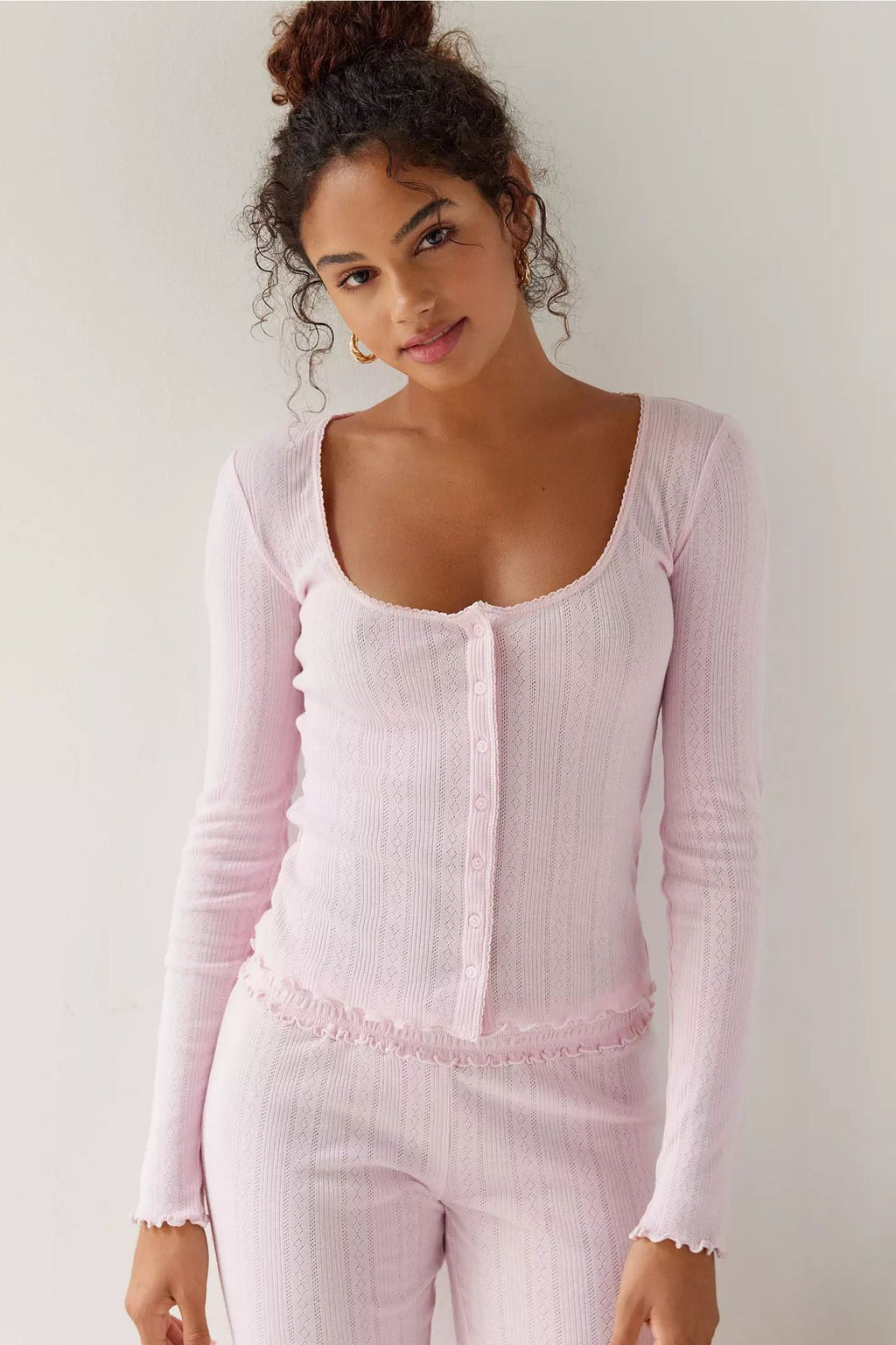 Ensemble deux-pièces cardigan court décontracté manches longues et short