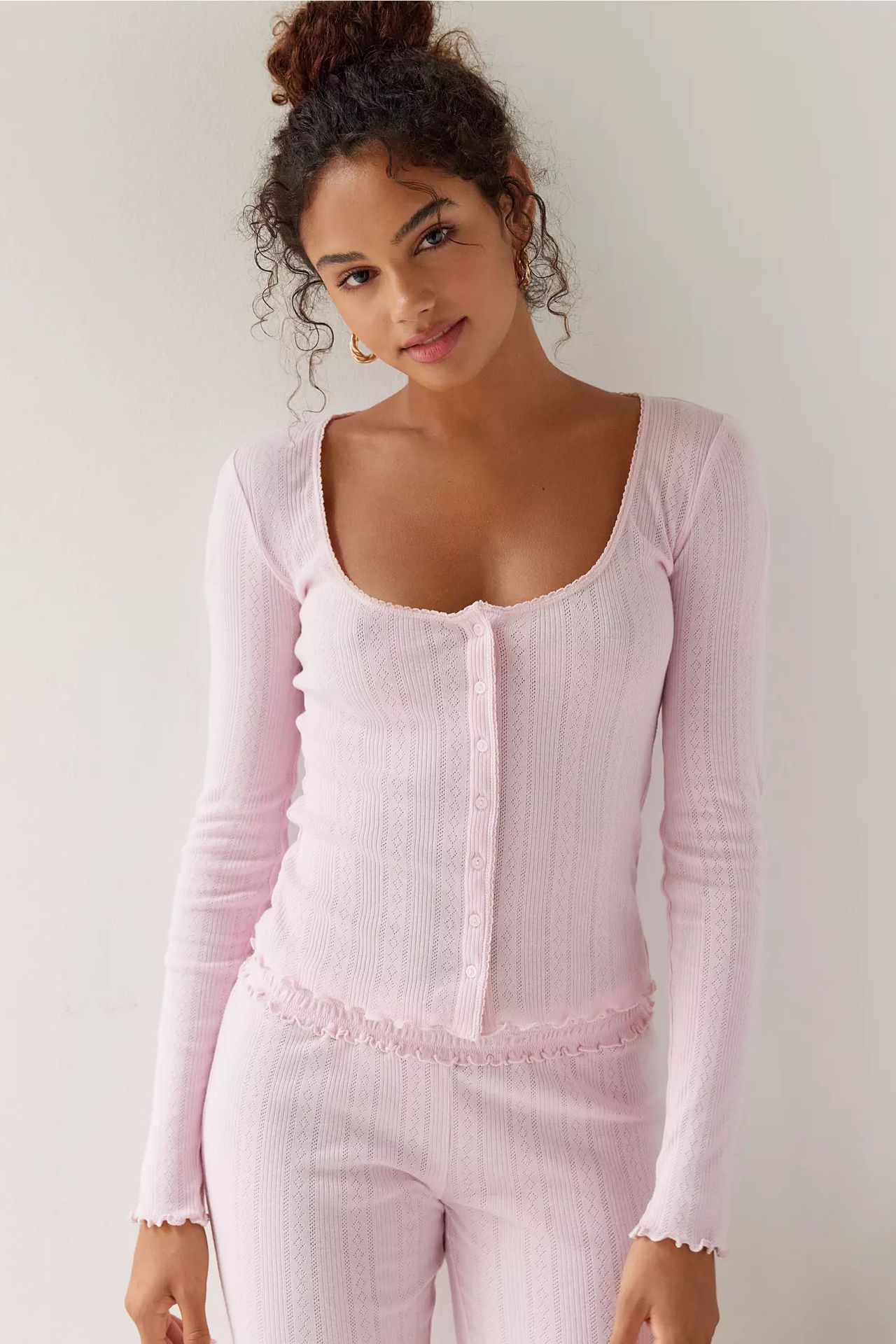 Ensemble deux-pièces cardigan court décontracté manches longues et short
