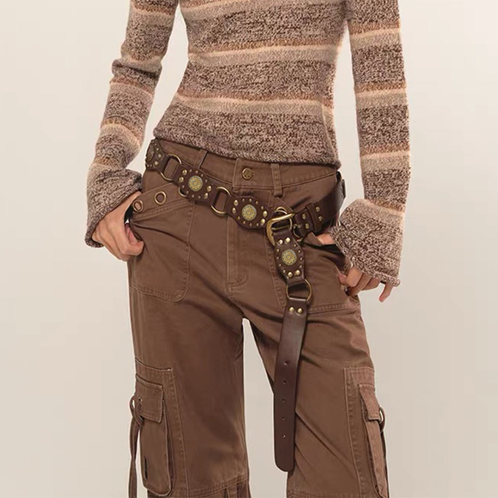 Ceintures vintage pour hommes et femmes avec jolie boucle métallique rivetée Accessoires de mode punk hip-hop
