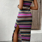 Robe moulante sans manches en jacquard tricoté Amazon