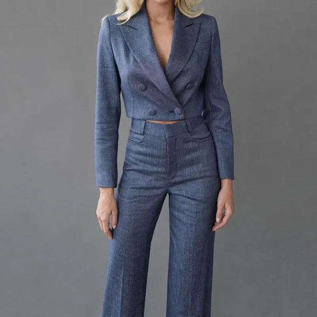 Ensemble simple haut de costume couleur unie Main Image