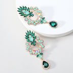 Boucles d'oreilles pendantes de luxe en strass larmées, grandes boucles d'oreilles élégantes tendance, bijoux de déclaration pour femmes, accessoires de fête, de bal et de mariage.