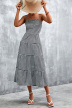 Robe mi-longue sexy à lacets et dos nu pour femme