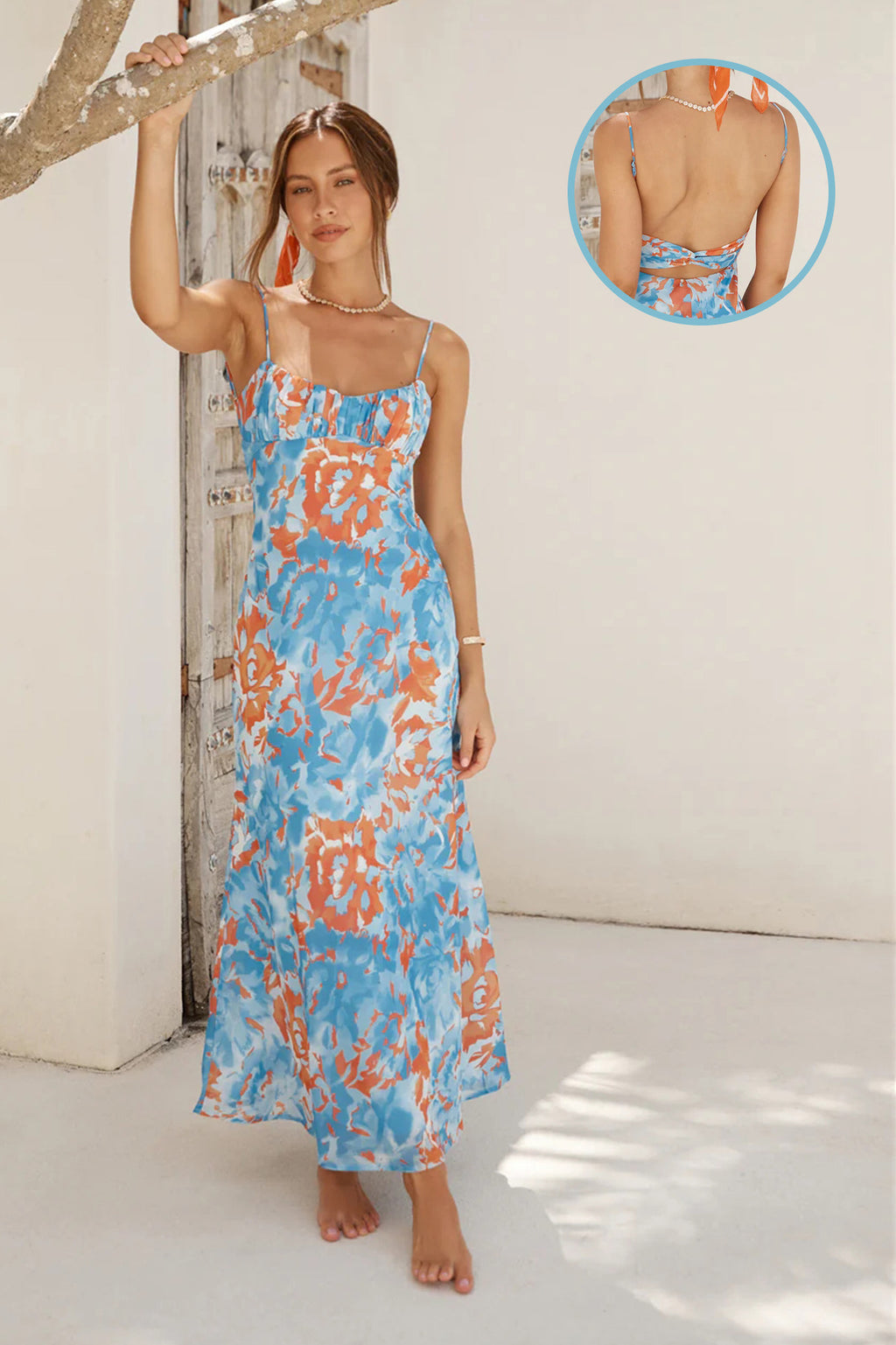Robe à fines bretelles décolletée dos nu pour femme