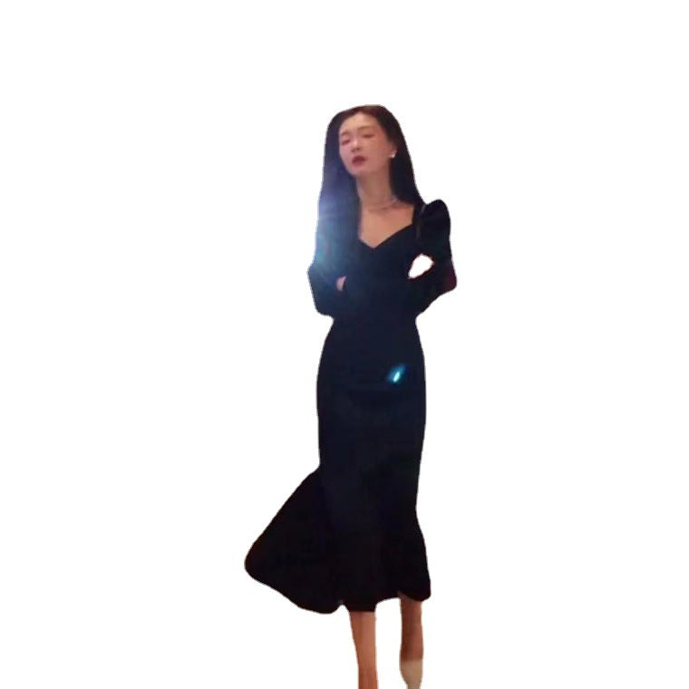 Robe en velours doré à la mode pour femme