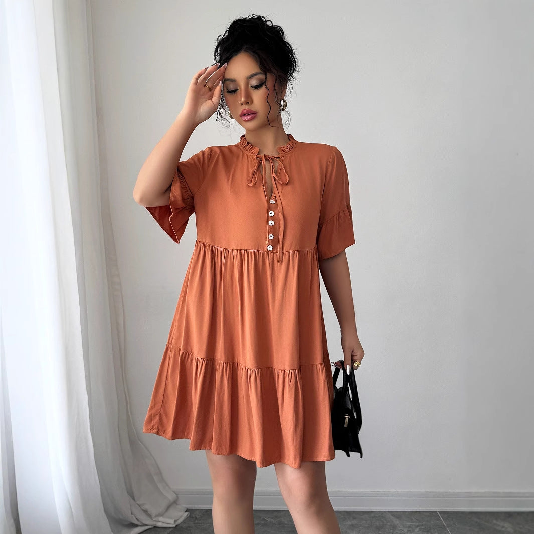 Robe Femme Unie Simple Élégante à Lacets