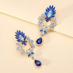 Boucles d'oreilles pendantes de luxe en strass larmées, grandes boucles d'oreilles élégantes tendance, bijoux de déclaration pour femmes, accessoires de fête, de bal et de mariage.
