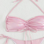 Maillot de bain bikini réfléchissant avec cordon de serrage pour femme