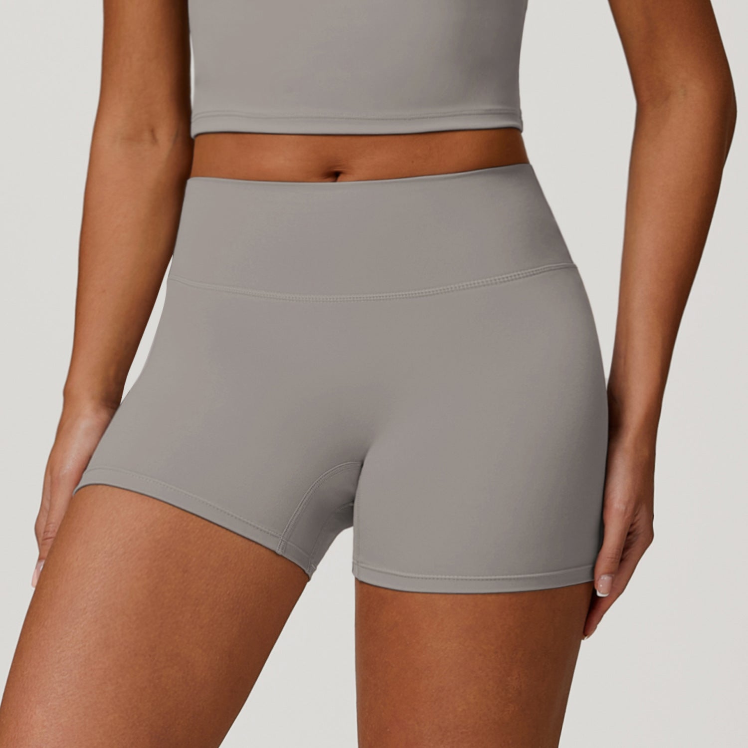 Short de yoga brossé taille haute pour femme