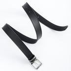 Ceintures Homme et Femme Style Simple Décontracté Rétro Boucle Carrée Argentée Métal Tête de Bouton Mode Assortie