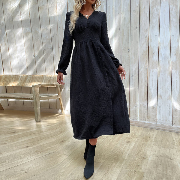 Nouvelle robe jacquard unie pour le printemps