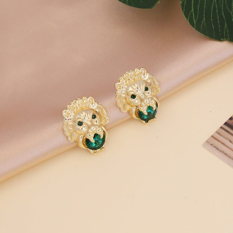 Boucles d'oreilles tête de lion de style punk rétro pour femmes, bijoux de personnalité européens et américains