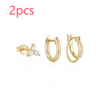 Boucles d'oreilles doubles en zircon pour femmes