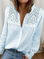 Chemisier Femme Nouvel Automne à Broderie Dentelle
