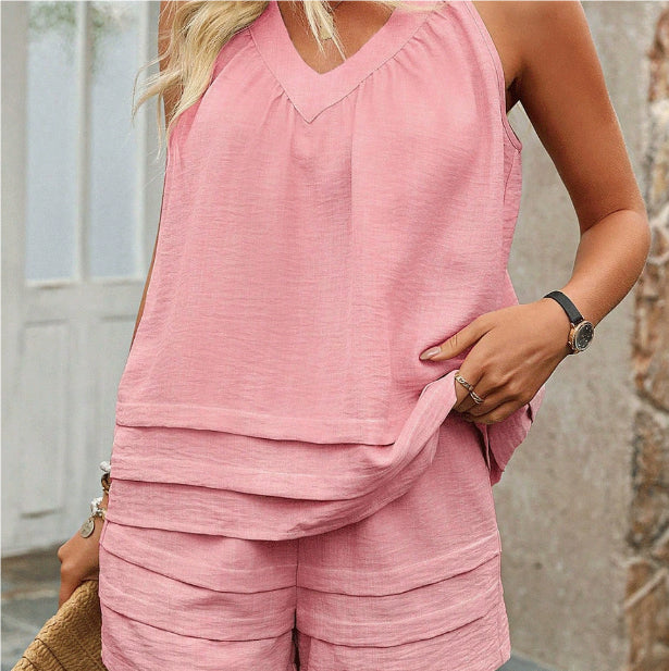 Ensemble décontracté short et chemise ample pour femme