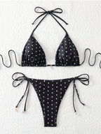Womens Sexy Printed Drawstring Bikini Swimsuit