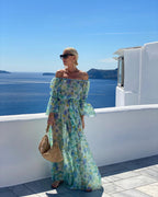 Robe imprimée en mousseline de soie pour les vacances à la plage de Bohème