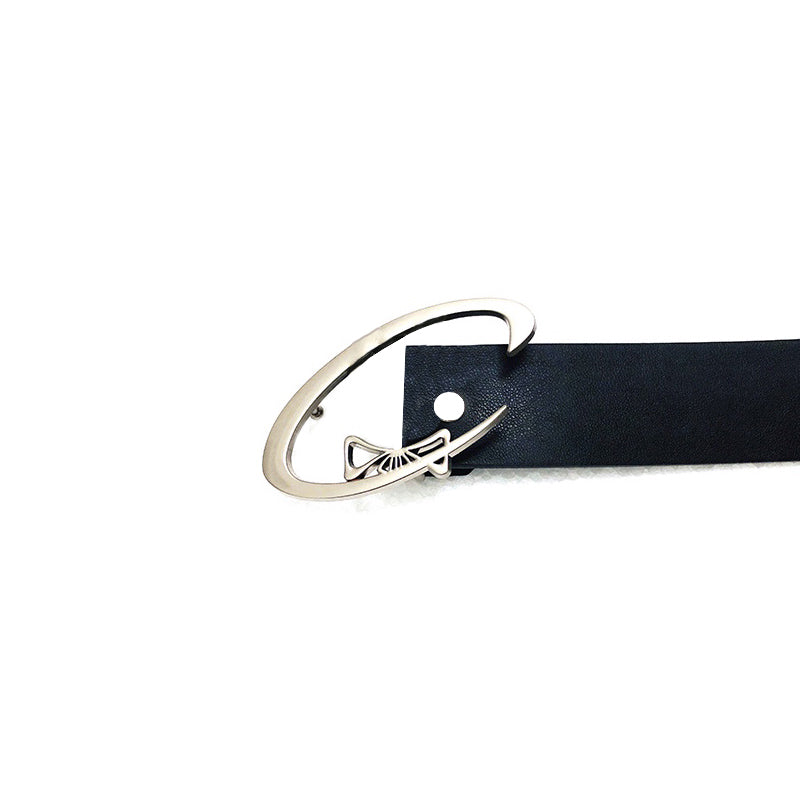 Ceinture noire en similicuir PU simple avec boucle ardillon métallique