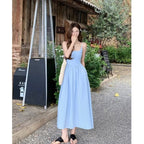 Robe Salopette Plissée Bleu Doux