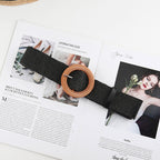 Ceinture en paille tressée en coton et lin pour femme