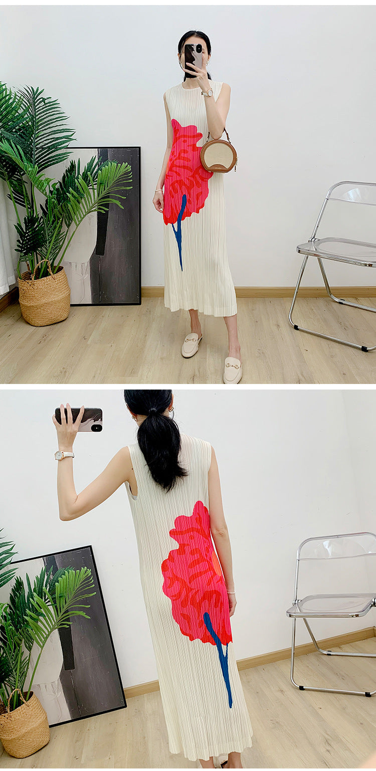 Robe Gilet sans Manches Imprimée Ample d'Été