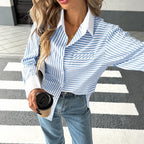 Chemise à coutures rayées pour femme