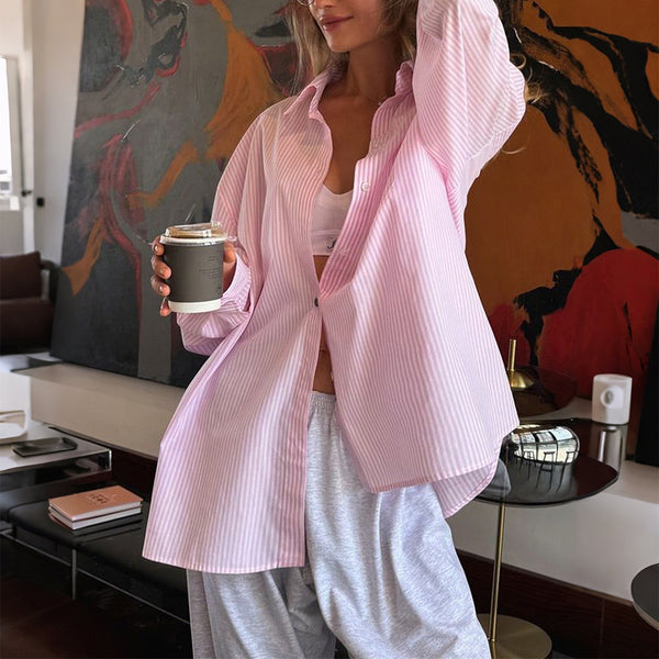 Cardigan long rayé à manches longues boutonnées pour femme