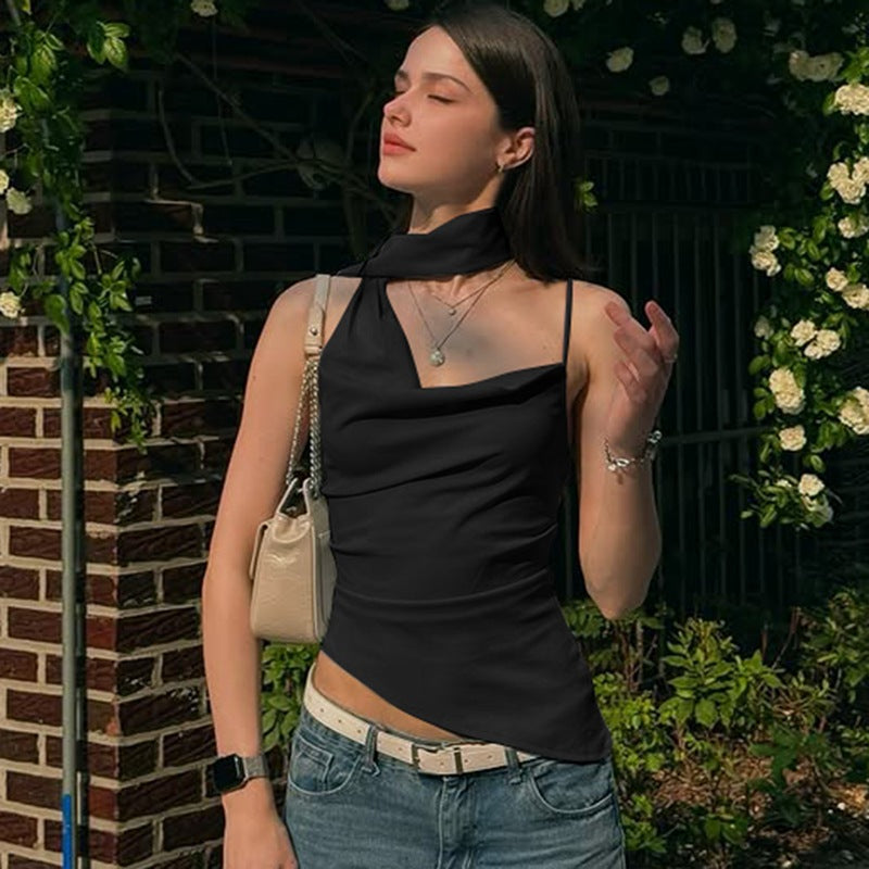 Haut bustier licou fluide uni à une épaule, style allure, pour femme