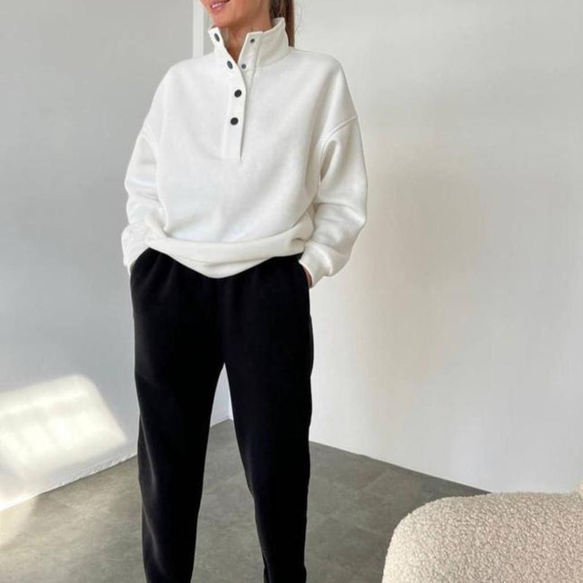 Ensemble Survêtement Femme 2 Pièces Chic et Décontracté, Pull Ample, Pantalon Long, Chaud, Nouvelle Tendance Main Image