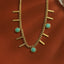 Collier fantaisie pour femme en acier inoxydable plaqué or 14 carats avec pendentif en zircon