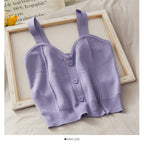 Gilet court en maille pour femme Sweet Wind Love Button