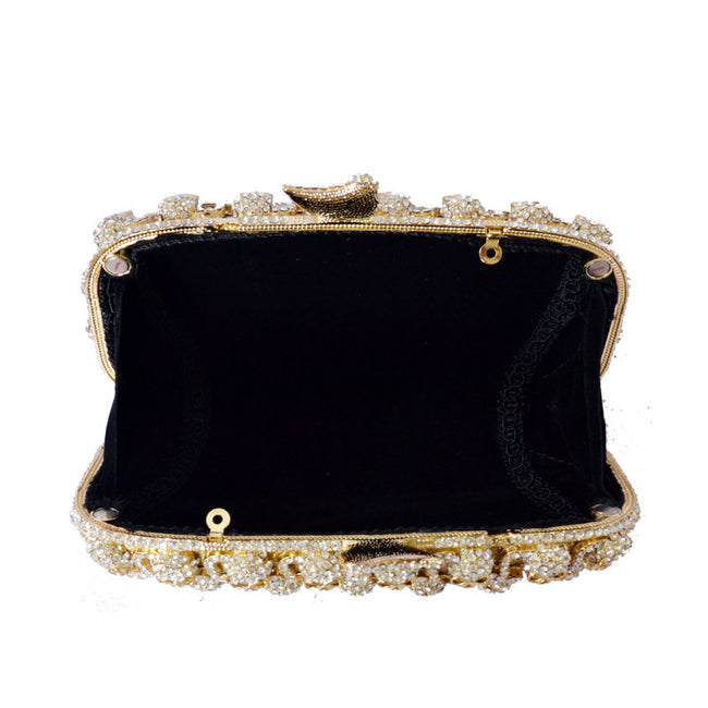 Sac de Soirée Pochette Femme Incrustée de Diamants Main Image