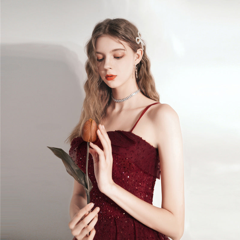 Jupe midi de mariée rouge pour femme