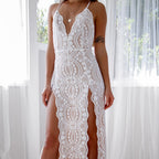 Bretelles de mode féminine Robe fendue à paillettes