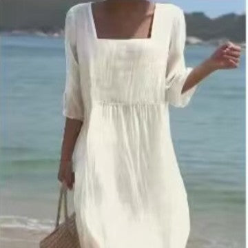 Robe longue imprimée décontractée à col rond et manches longues pour femme