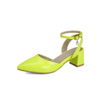 Nouvelles Sandales Femme à Talon Épais Couleur Bonbon avec Boucle et Bout Pointu