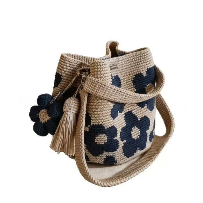 Sac fourre-tout fleuri crocheté à la main pour femmes