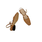 Sandales femme ajourées à bout fermé tissé vintage