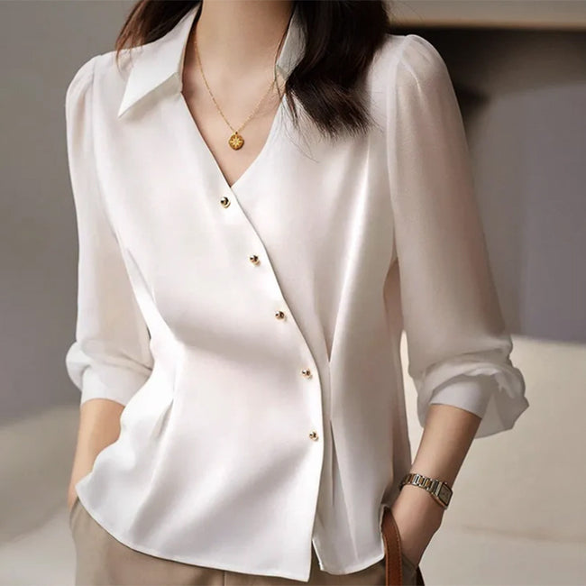 Chemise cardigan de couleur unie pour femme, collection automne Hover Image