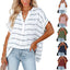 Chemise d'été ample pour femme à manches courtes et col en V