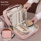 Trousse de Maquillage Compartimentée en PU 5-en-1 Multifonctionnelle