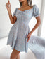 Robe décontractée femme à manches cloche, taille nouée avec cordon de serrage et imprimé floral fluide
