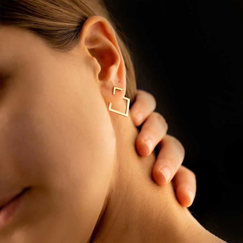 Boucles d'oreilles carrées géométriques simples de style européen et américain pour femmes, bijoux d'oreille en métal tendance et simples