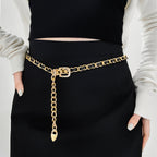 Chaîne de taille haute décontractée en métal pour femme Ceinture décorative polyvalente Chaîne fine avec costume de jupe Ceinture de corps