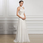 Robe de demoiselle d'honneur sans manches, coupe licou, élégante